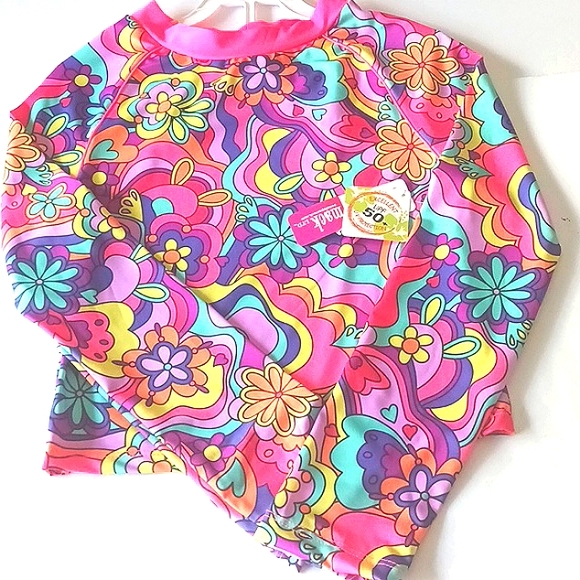 NWT Penelope Mack Cute 2 Piece Multi-Color Long Sleeve Swimset Size 12 - Picture 2 of 12